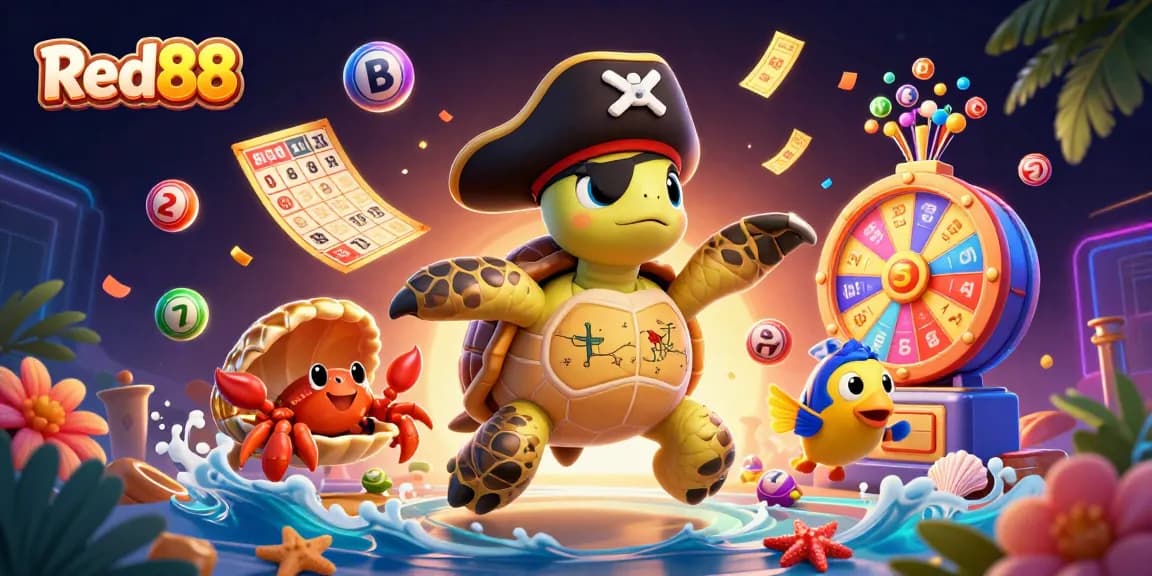 Experience the excitement of Red88 with vibrant casino elements and captivating characters.