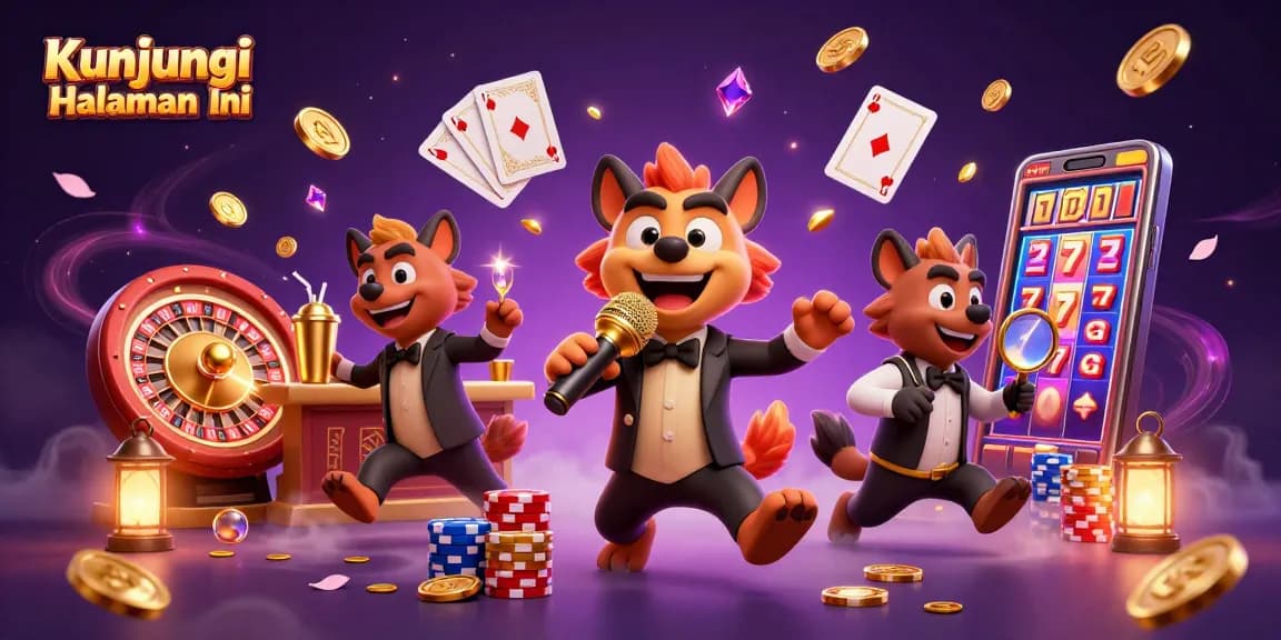 Kunjungi Halaman Ini to enjoy a vibrant 3D cartoon casino with hyenas, golden coins, and exciting gaming elements.