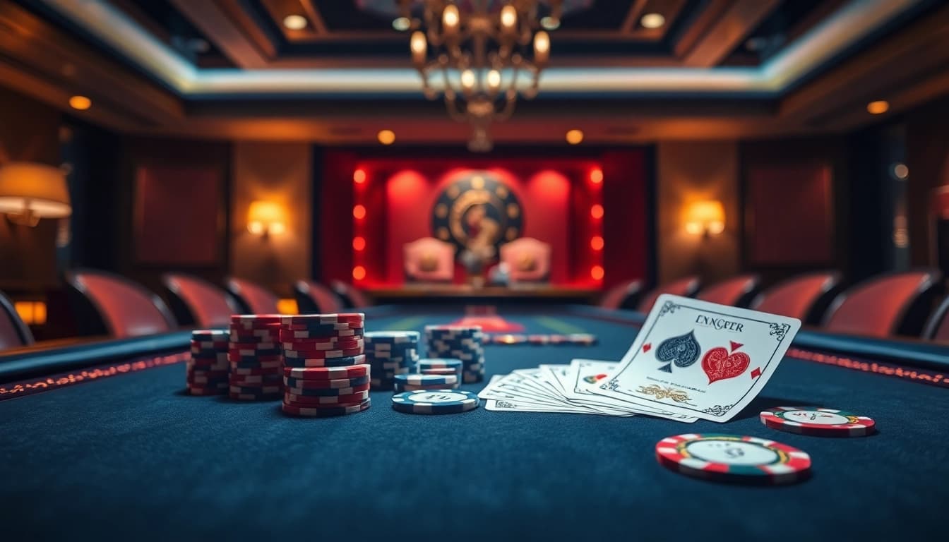 Permainan kasino di alternatifpulitoto.com dengan meja yang mewah dan chip berwarna-warni.