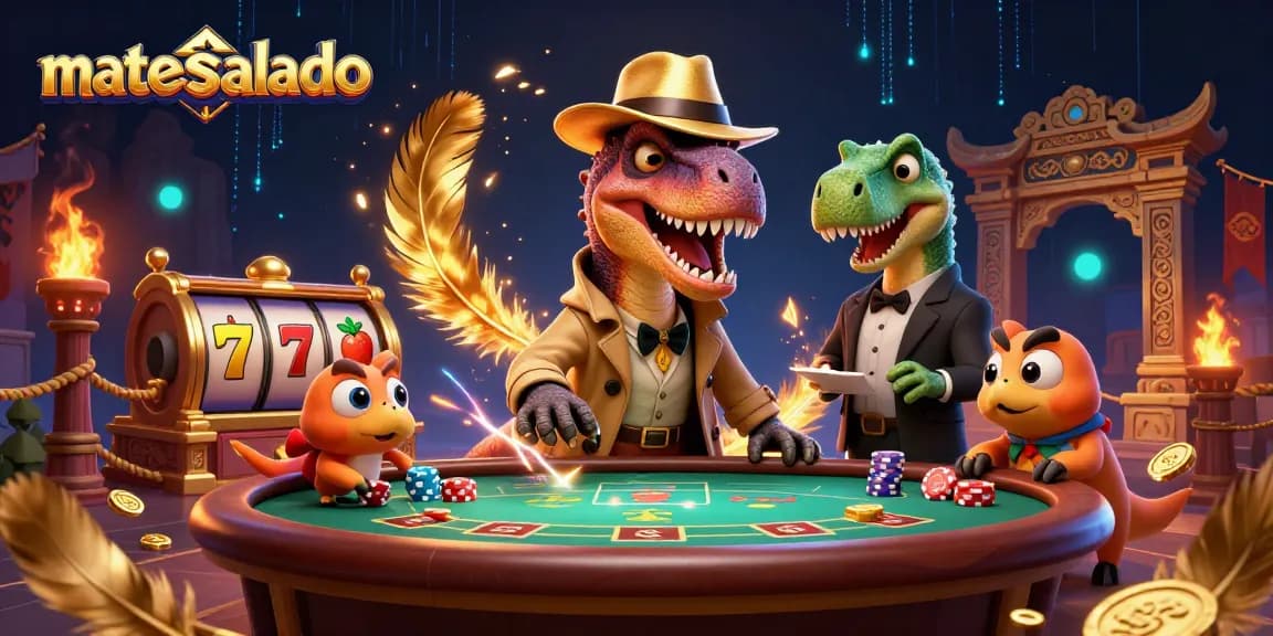 Experience thrilling gameplay with mateosalado at a dynamic casino scene featuring animated dinosaurs.