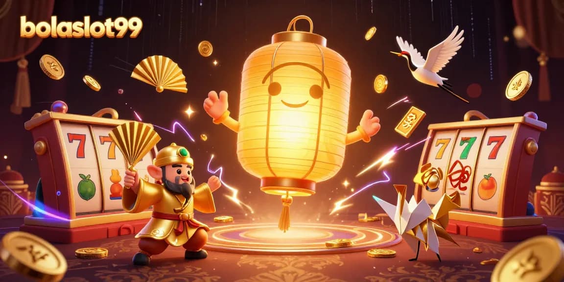 Experience excitement with bolaslot99, featuring dynamic slot reels and golden lantern spirit.