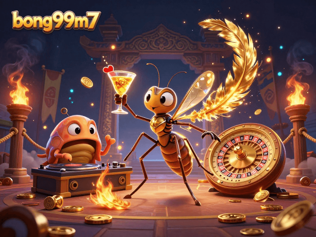 Bong99m7 delivers an exhilarating casino atmosphere with vibrant characters and golden elements.