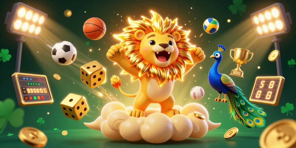 Engage in thrilling sports betting with dubaitoto, featuring a vibrant scene of golden dice and animated sports balls.