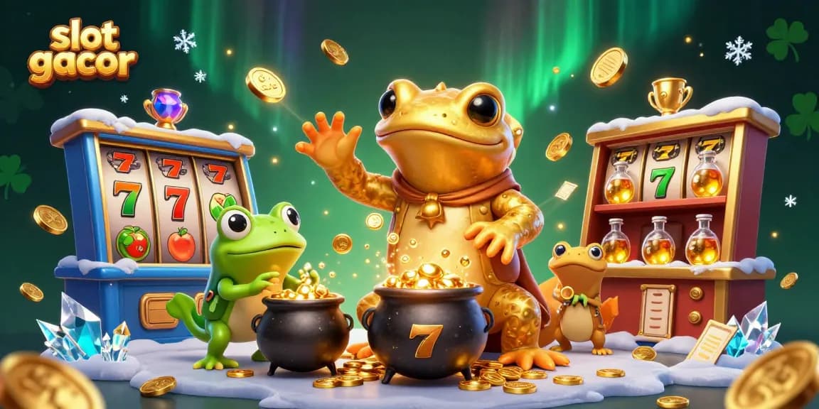 Memperoleh kemenangan dengan bermain slot gacor yang menampilkan simbol keberuntungan dan koin emas.