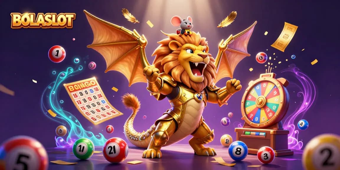 Experience thrilling wins with BOLASLOT in a vibrant, action-packed casino scene.