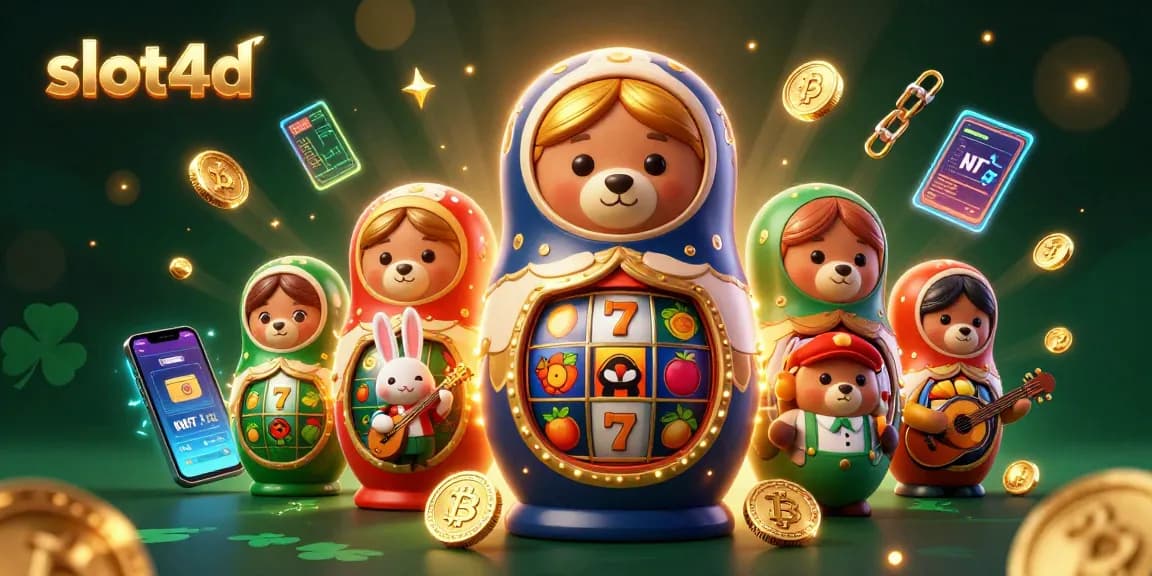 Experience the vibrant world of slot4d with a 3D bear casino scene full of color and fun.