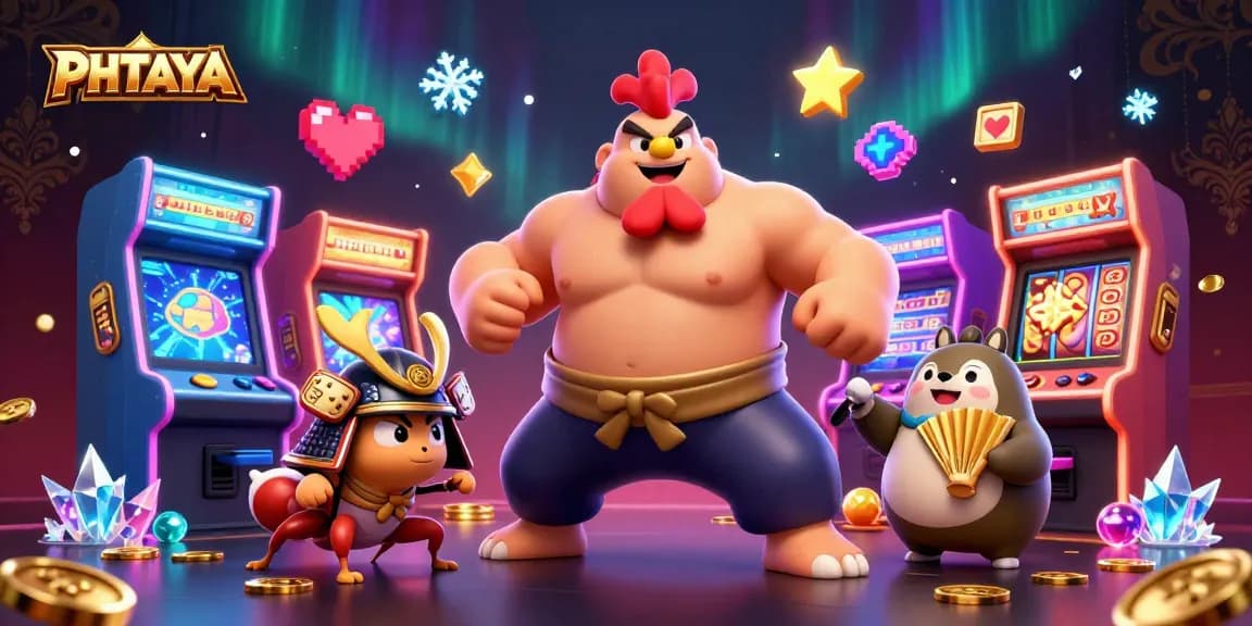 PHTAYA showcases an exciting scene with dynamic characters in a vivid casino environment, highlighting casino games.