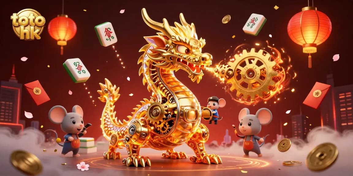 Gambarlah toto hk dengan naga emas biomekanik dan elemen kasino untuk peluang menang!