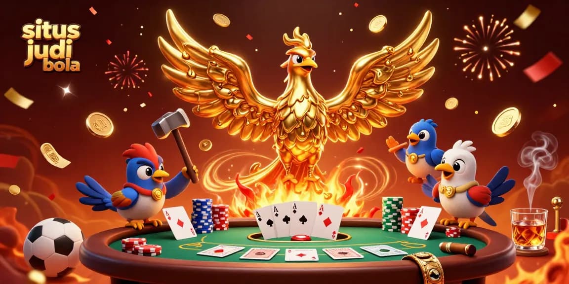 Experience thrilling action at situs judi bola with sports betting excitement and golden rewards in a dynamic scene.