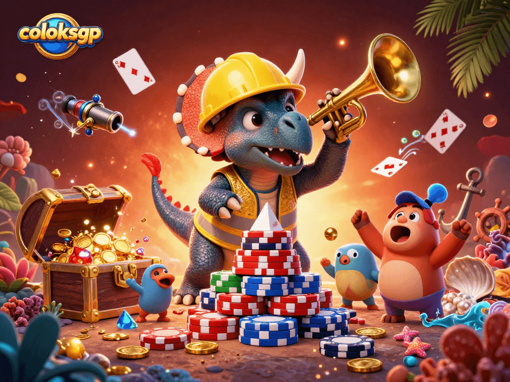 Menangkan jackpot togel coloksgp dengan karakter kartun 3D yang meriah di latar belakang penuh warna.