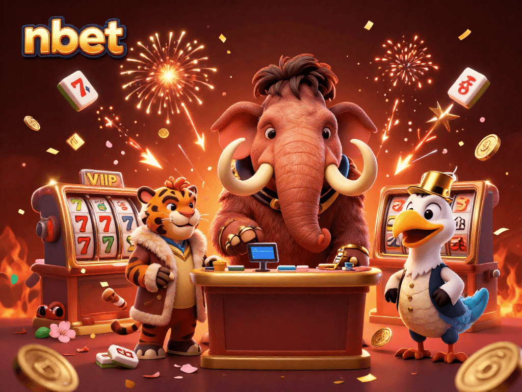Experience the excitement at nbet with vibrant characters in a casino scene with dynamic elements.