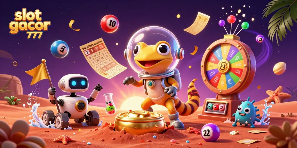 Engage with slot gacor 777 as the Martian gecko discovers a golden casino amidst dynamic lottery elements.