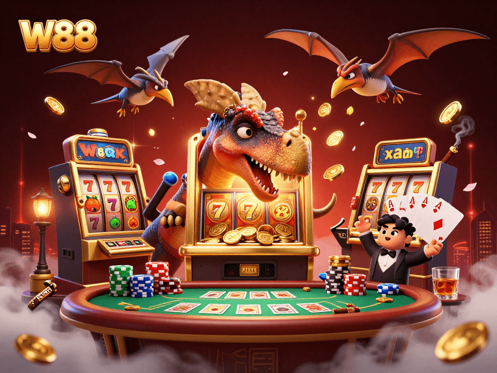 Experience W88's engaging casino scene with dynamic interactions and high-stakes action.