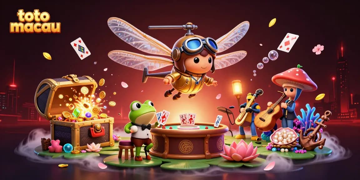 Menangkan permainan di toto macau dengan ilustrasi koboi kadal dan kasino lily pad yang mengagumkan.