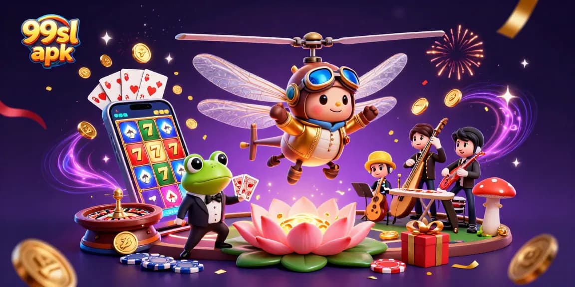 Spin the reels and win with 99sl apk while enjoying vibrant casino scenes and characters.