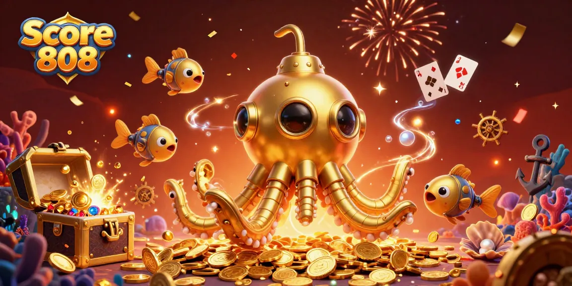 Experience Score 808's thrilling gameplay with vibrant golden coins and dynamic underwater treasures.