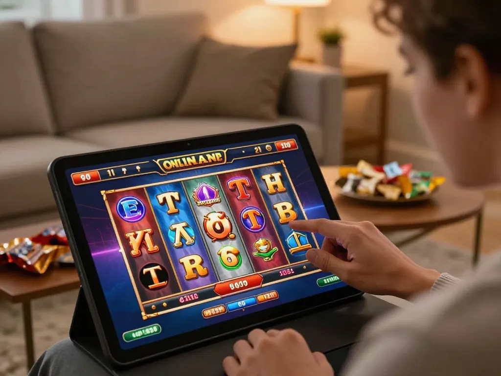 Người chơi câu lạc bộ B52 tham gia trò chơi slot trực tuyến, tận hưởng gameplay năng động trong không gian ấm cúng tại nhà.