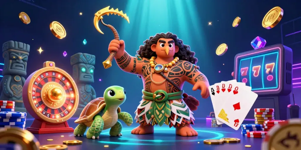 Experience exciting gaming with situs toto and vibrant characters among dazzling casino elements.