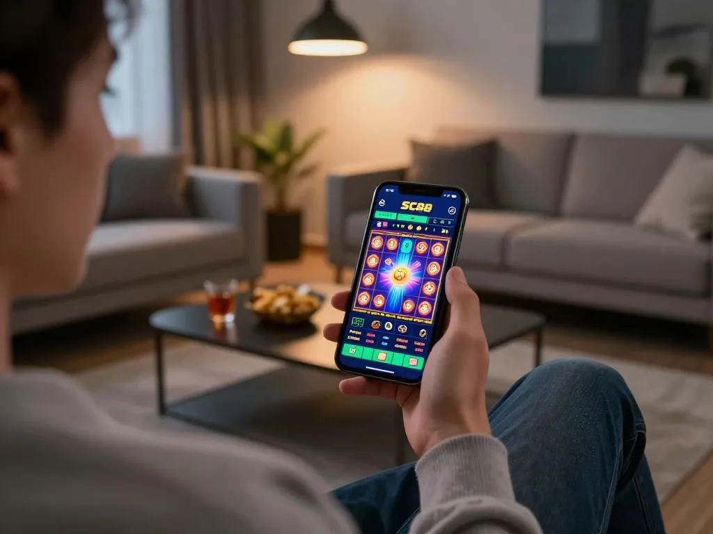 Engaging gameplay on the SC88 app, showcasing vibrant slot game action on a smartphone.