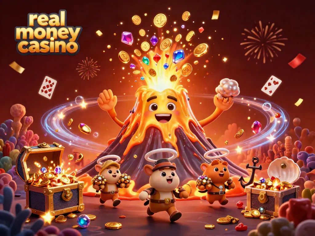 Experience the thrill of a real money casino with treasure-filled scenes and triumphant characters.