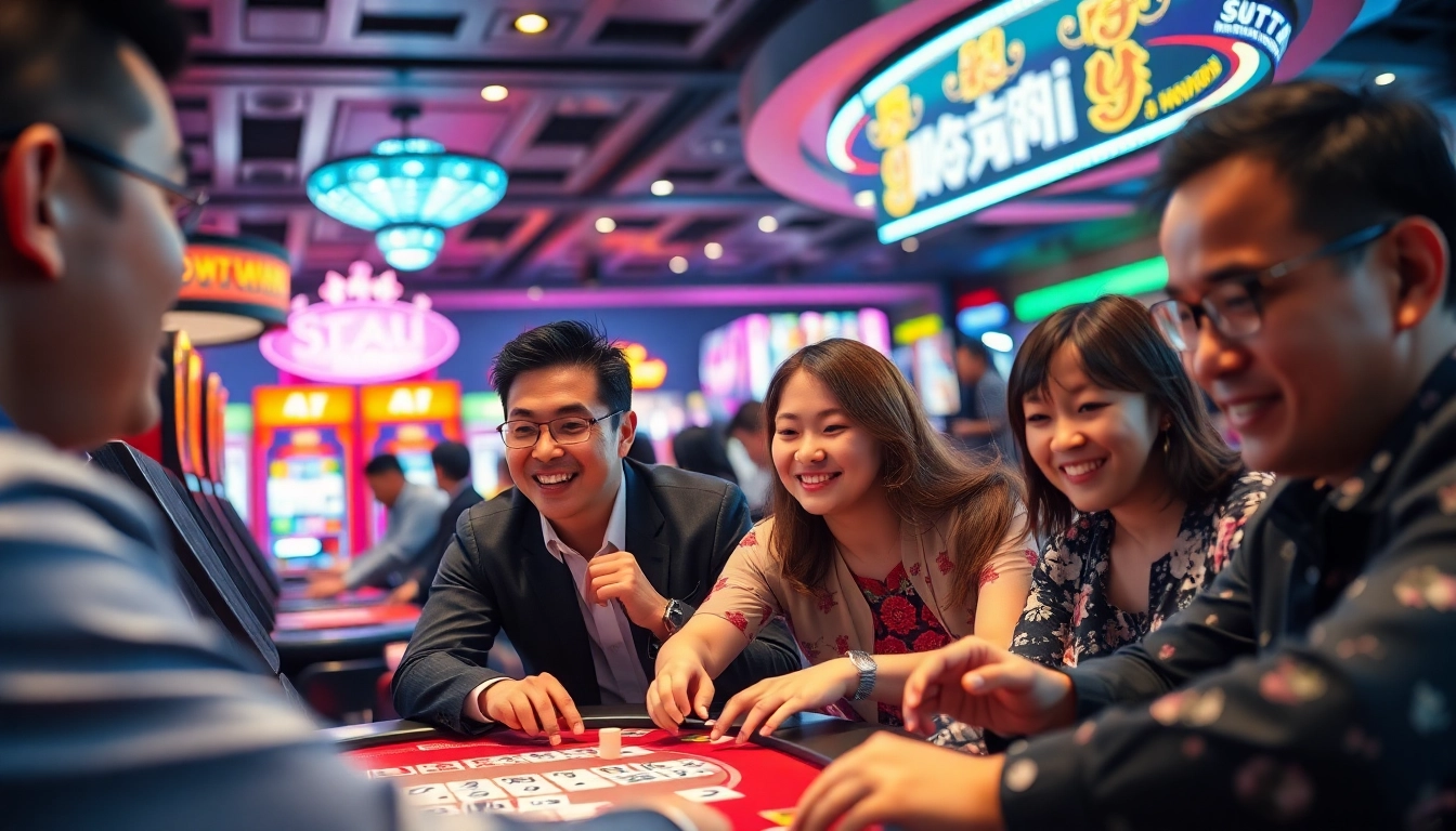 Bermain slot mahjong di kasino yang penuh warna dan bertenaga.