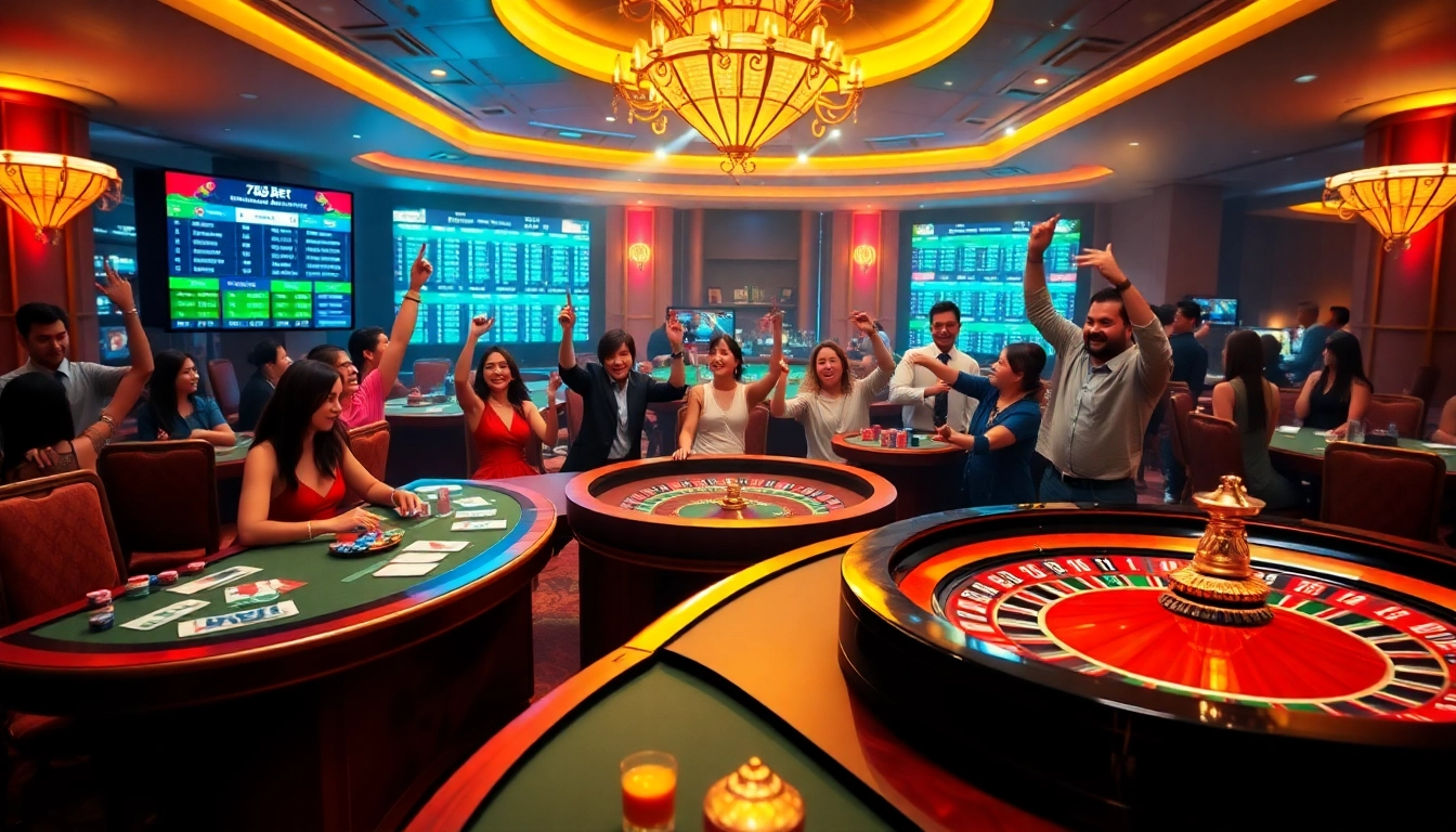 Experience the excitement of gambling at 789BET with vibrant gaming tables and casino ambiance.