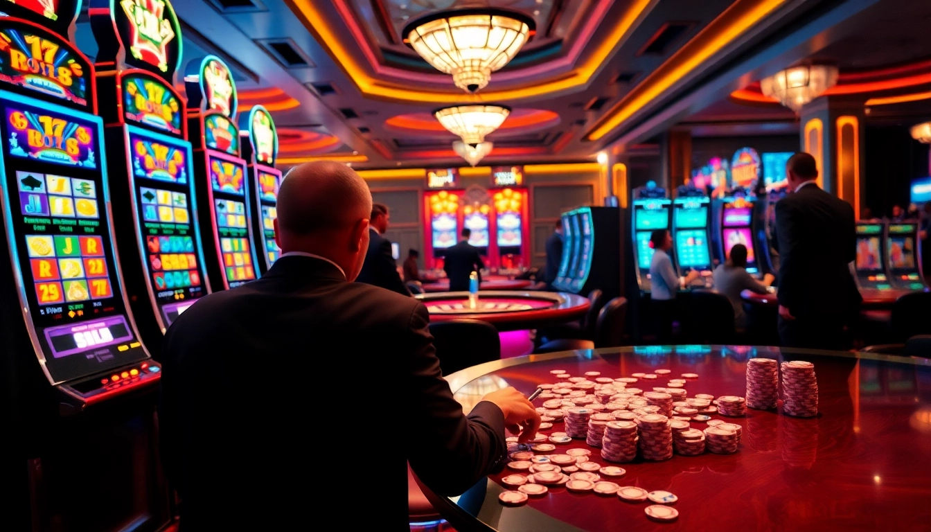 Play exciting games at reliable nama situs judi slot online platforms, showcasing vibrant slot machines.