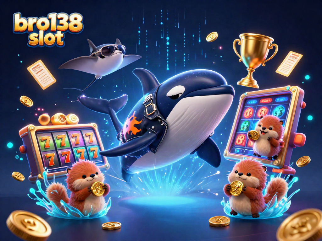 Engage with bro138 slot as playful sea creatures celebrate while surrounded by vibrant gaming elements.