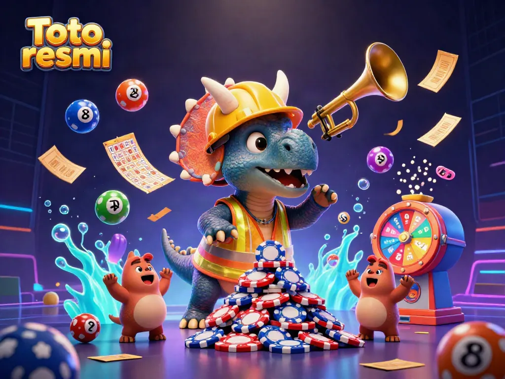 Gambarkan pengalaman bermain di Toto resmi dengan karakter merayakan kemenangan di kasino