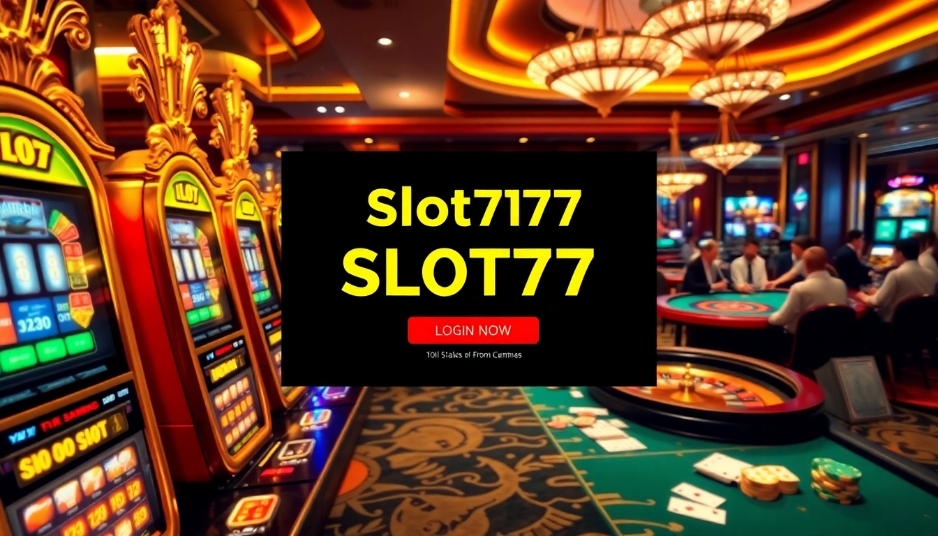 Experience the thrill of slot777 login with lively slot machines and bets in a luxurious casino setting.
