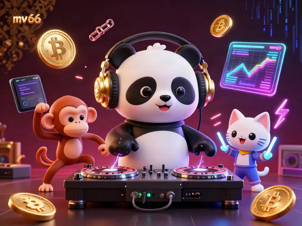 Experience casino excitement with mv 66 featuring lively characters and interactive blockchain elements.