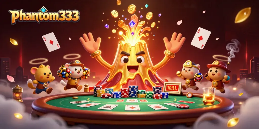 Play casino games with thrills like phantom333’s golden volcano of treasure and poker excitement