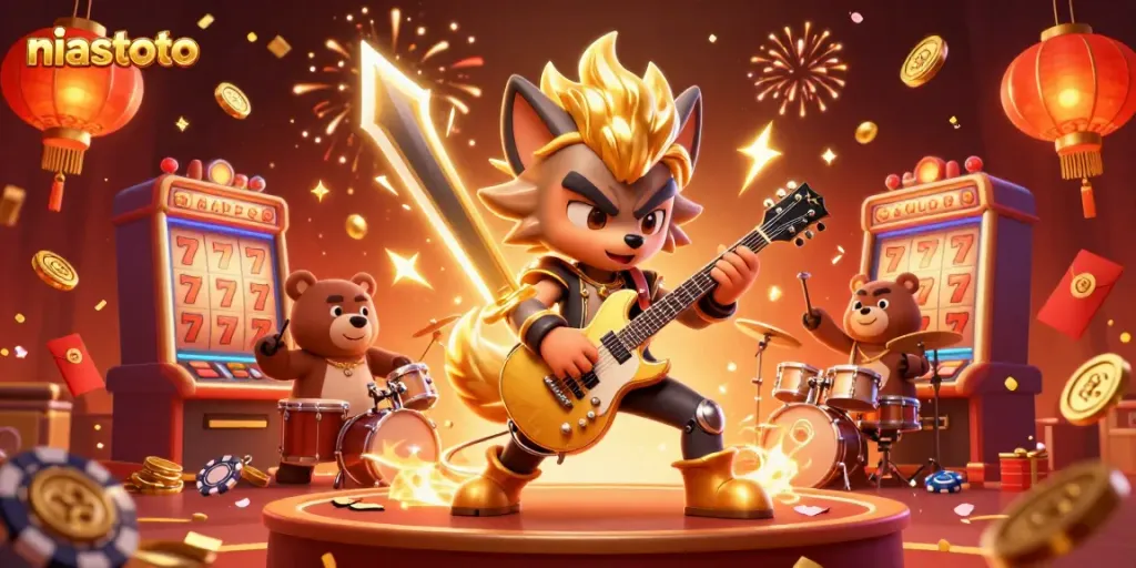 Mengguncang dunia kasino online, niastoto, dengan karakter menarik dalam 3D.