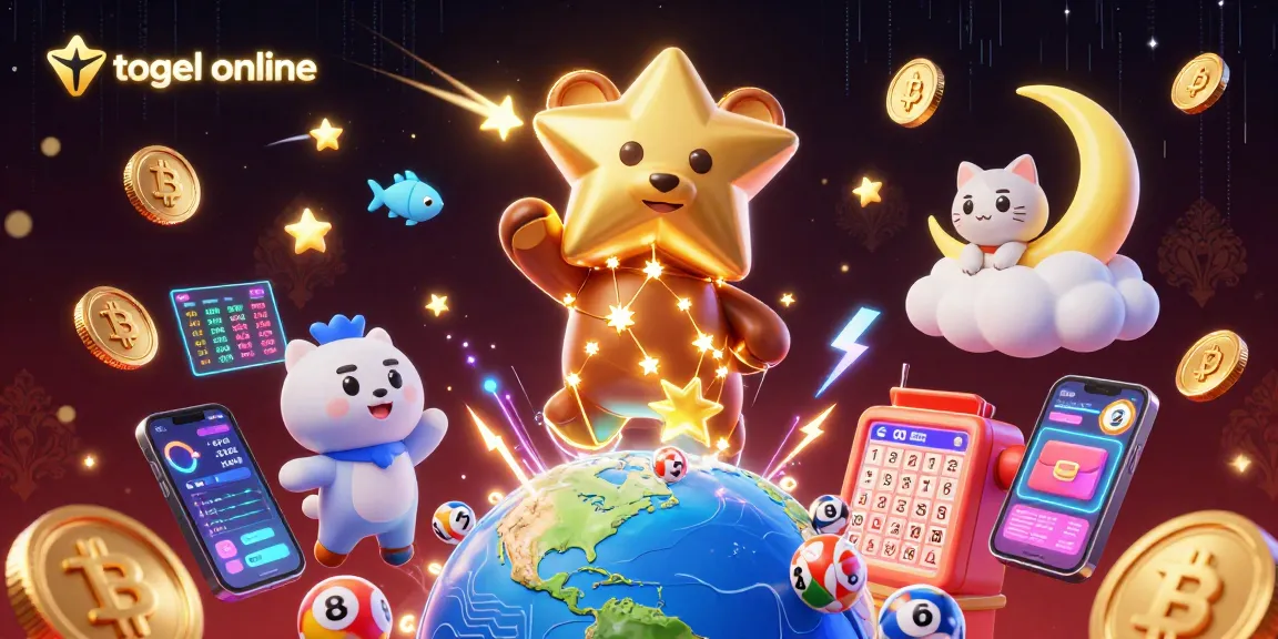 Menangkan togel online dengan ilustrasi berwarna-warni yang menggambarkan lotere yang penuh warna dan pemenang bahagia.