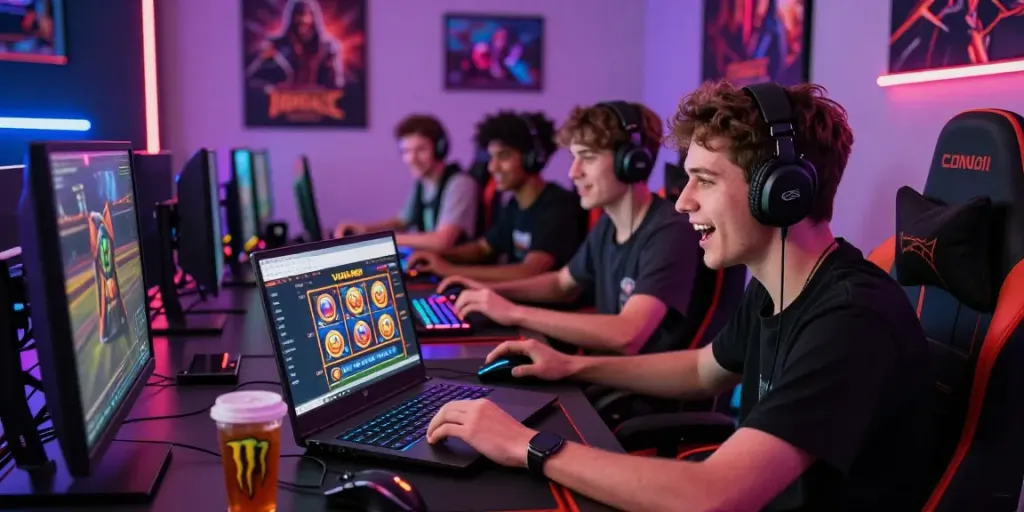 Engaged player on VIRAL88 showing slot gacor games on a high-definition laptop
