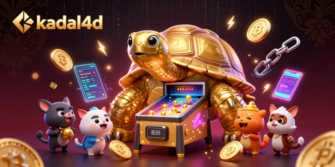 Permainan slot di kadal4d dengan kura-kura emas raksasa dalam ilustrasi 3D