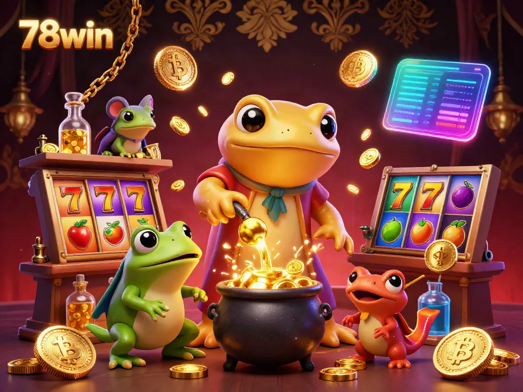 Join 78win for thrilling experiences in a vivid casino scene with gold coins and vibrant game elements.