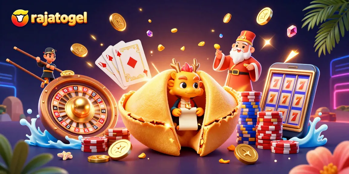 Rajatogel mempersembahkan ilustrasi 3D yang menampilkan petunjuk keberuntungan dan simbol kasino.
