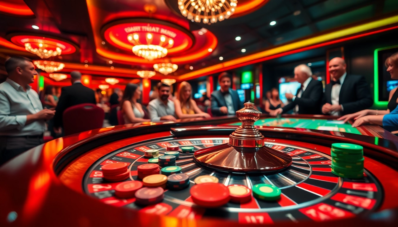 Permainan gta togel di meja roulette dengan chip berwarna-warni dan suasana ceria.