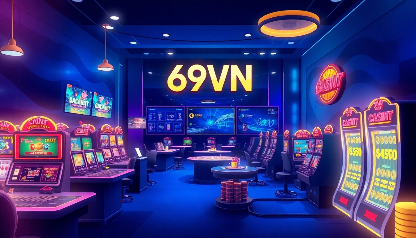Interactive gaming interface of 69VN highlighting casino games in a modern design.