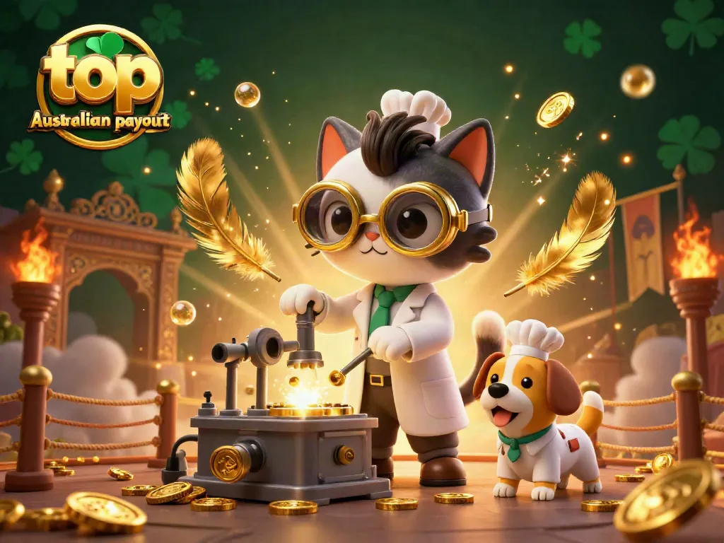 Experience the excitement of top Australian payout casinos with dynamic gaming elements and vibrant characters.