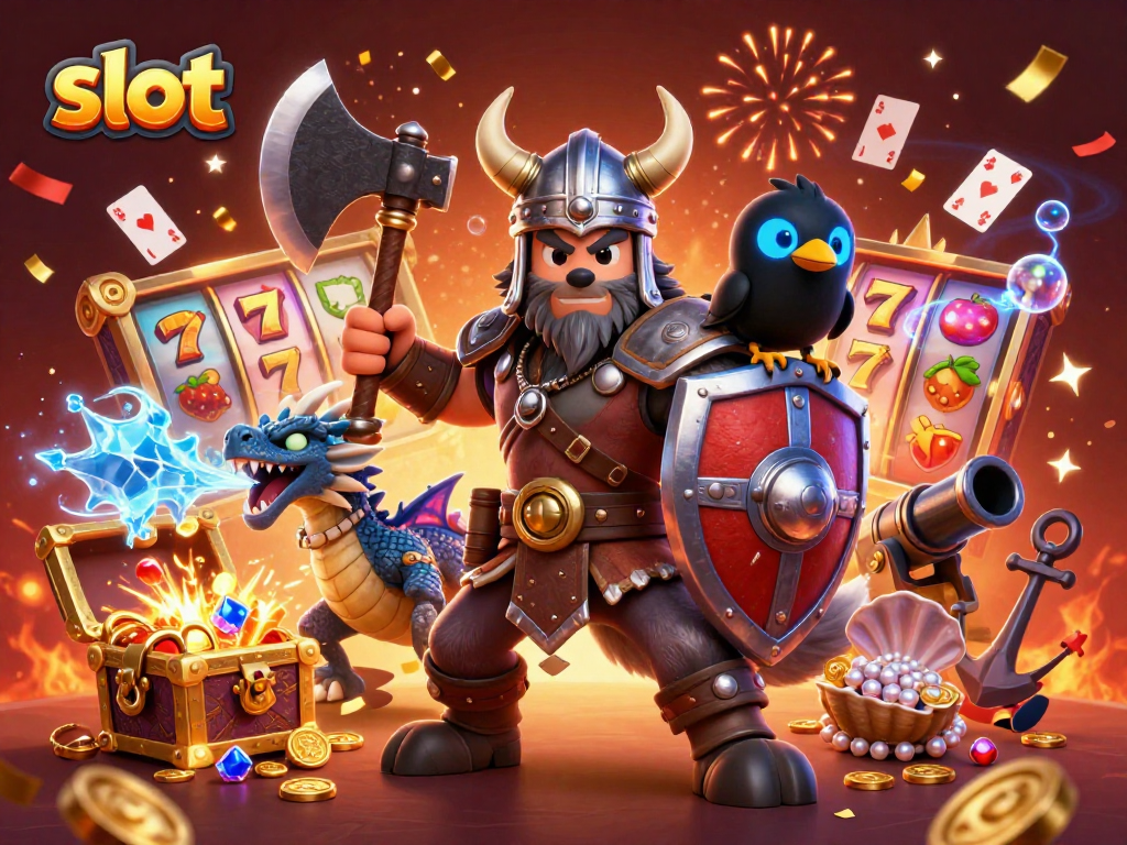 Engage with the slot adventure featuring a Viking wolf warrior and slot reels bursting with gold!