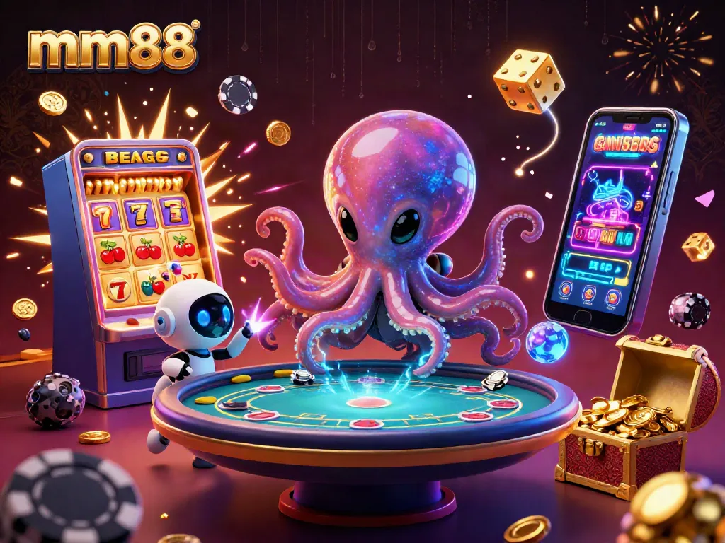 Experience vibrant gameplay and excitement at mm88's cosmic casino with animated characters and thrilling symbols.