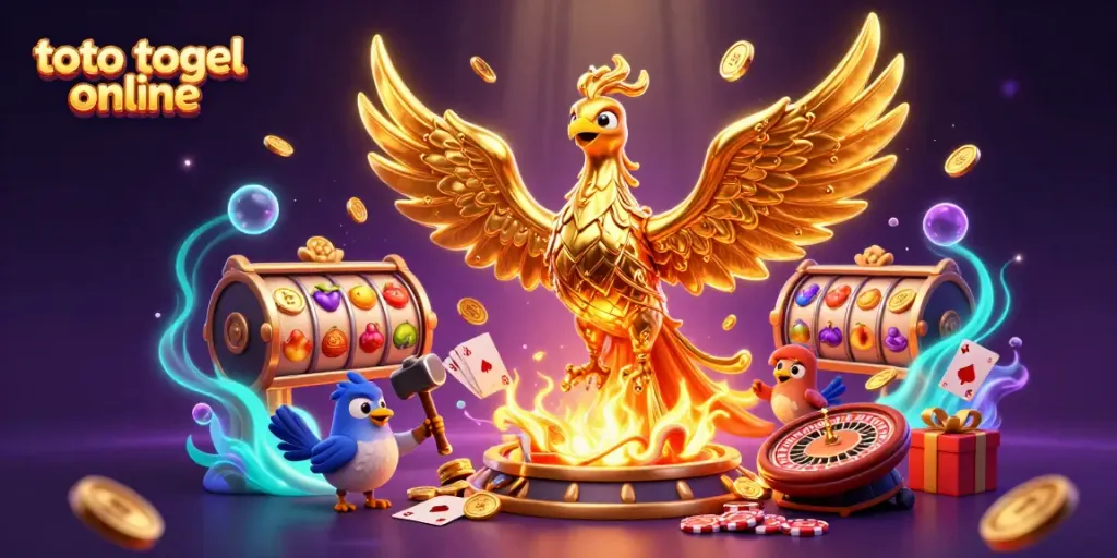 Ilustrasi 3D cetera phoenix emas yang menghadirkan pengalaman permainan toto togel online yang megah dan berkilau.