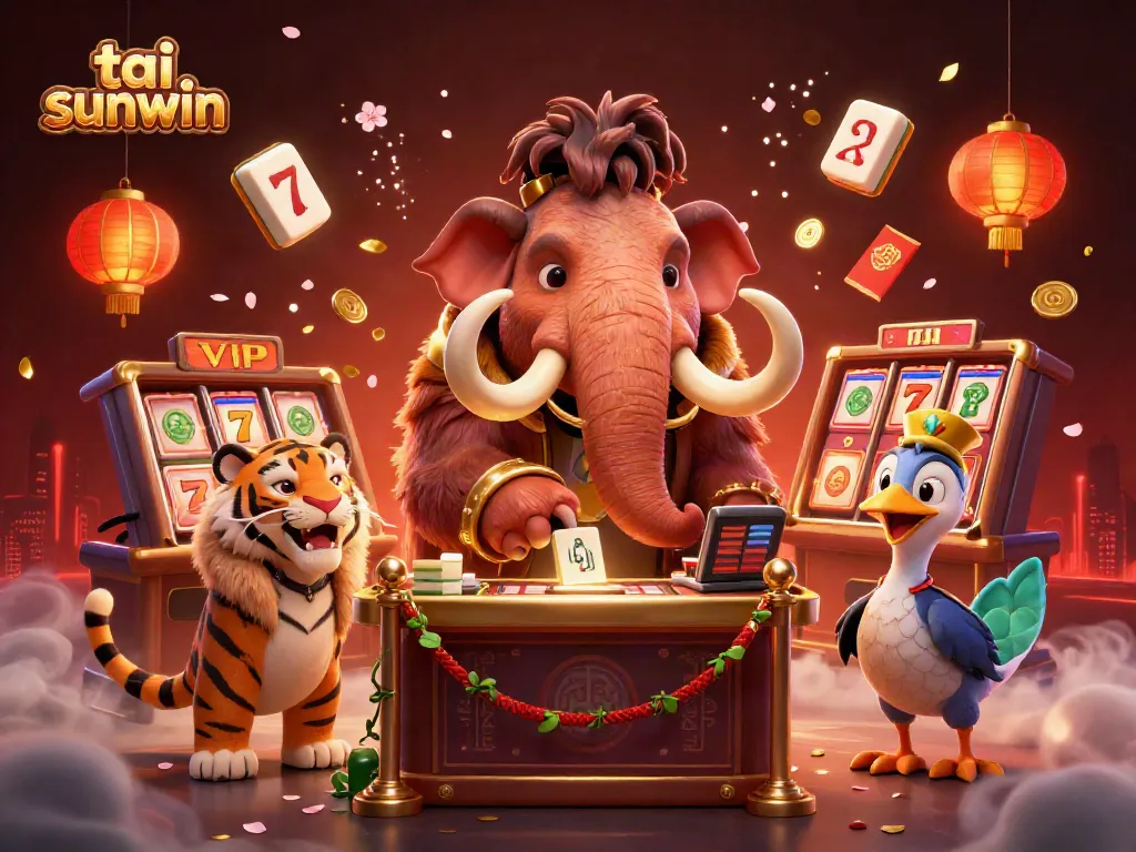 Experience tai sunwin with vibrant casino characters and fun gaming elements in this dynamic illustration.