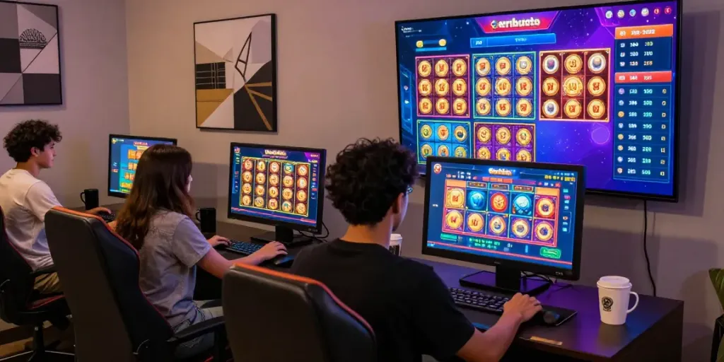 Engaging online casino atmosphere showcasing Seributoto slot games with users participating from home.