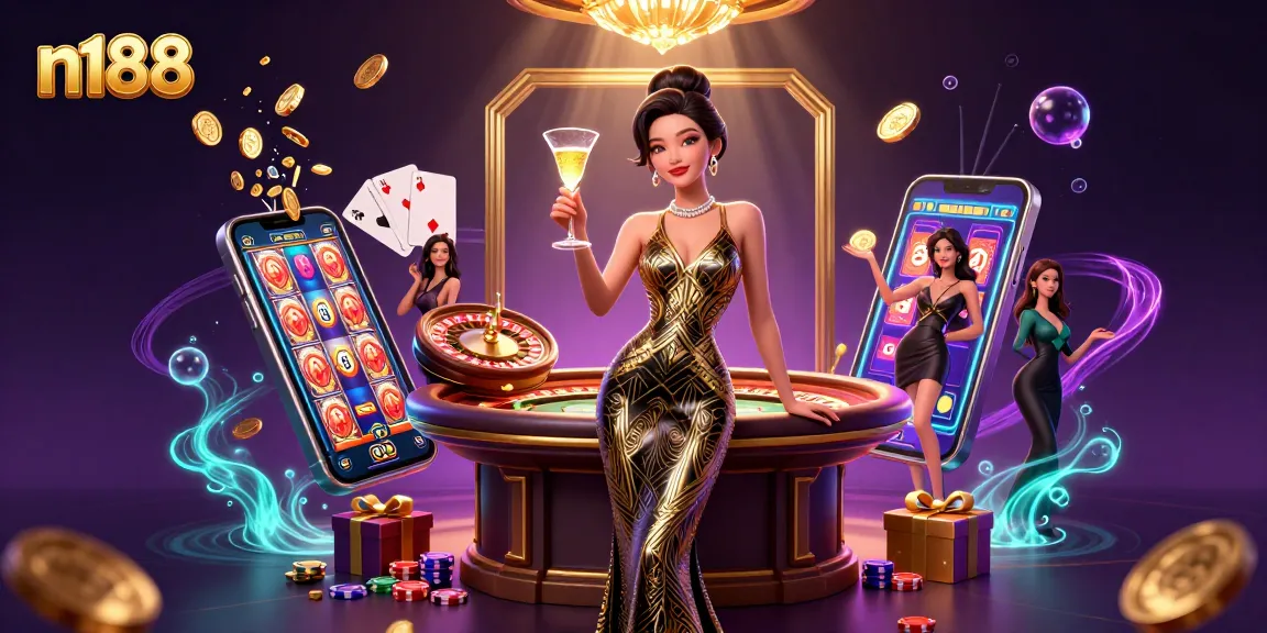 Experience thrilling n188 gameplay at iconic casino games under glamorous lighting and rich colors.