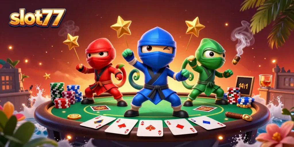 Slot77 mempersembahkan keahlian tim ninja chameleon dalam pertarungan di kasino.