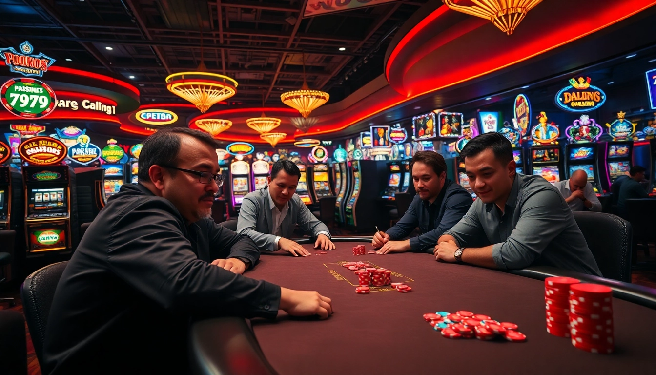 Main scene tkp188 poker table with enthusiastic players in a vibrant casino atmosphere.