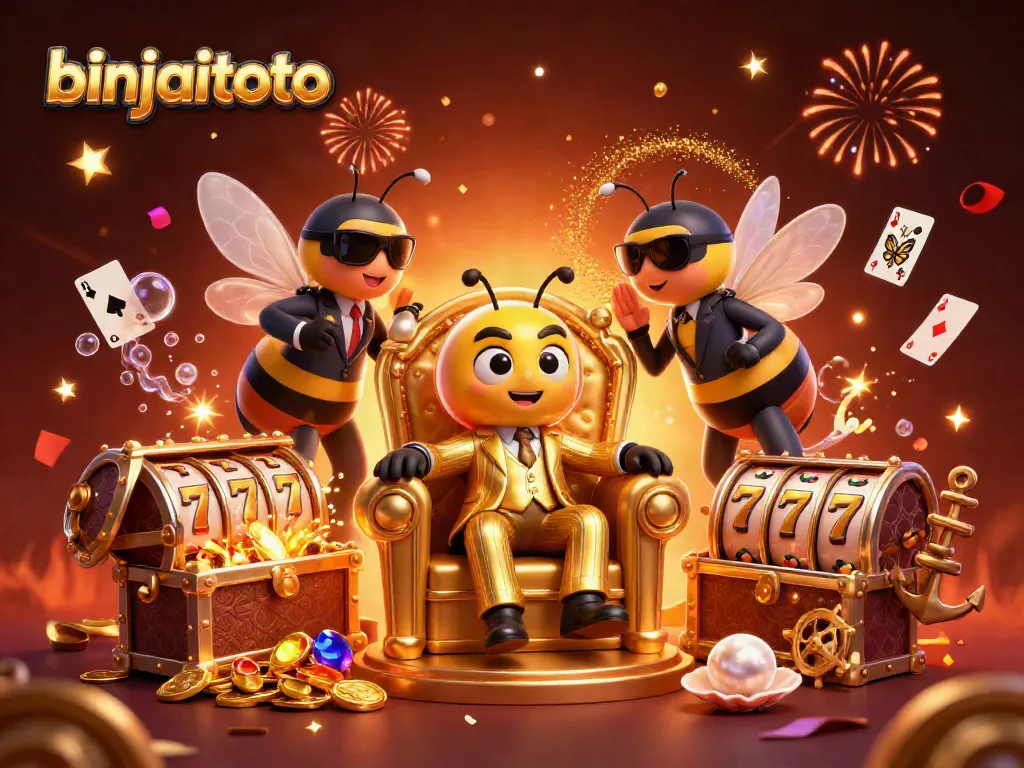 Menangkan jackpot di binjaitoto dengan slot reels berputar dan suasana kasino yang meriah.